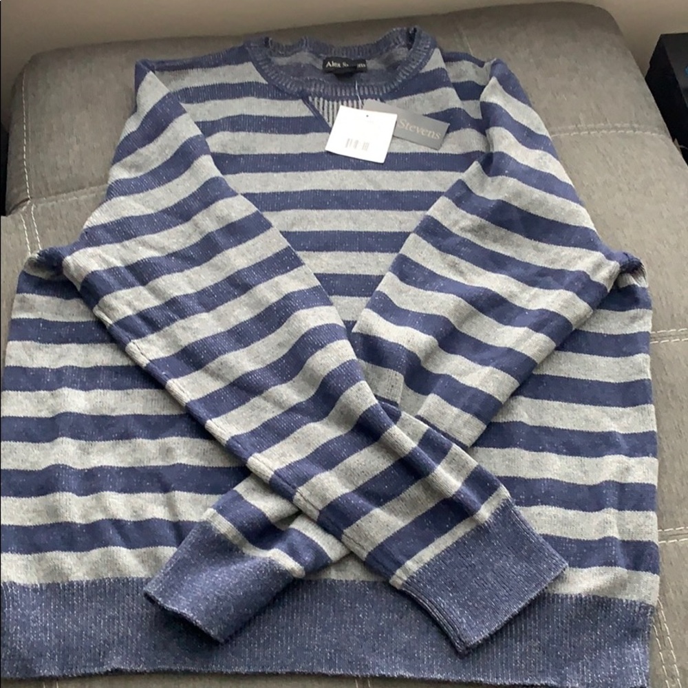 Alex Stevens Blue/Grey Striped Sweater XXL NWT